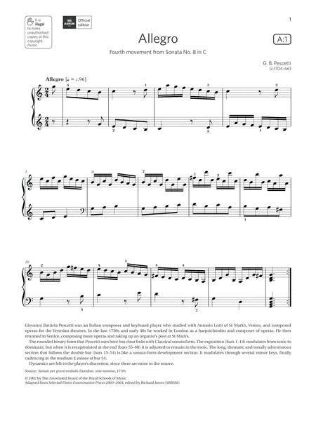 Allegro Grade 6 List A1 From The Abrsm Piano Syllabus 2021 2022 Sheet Music