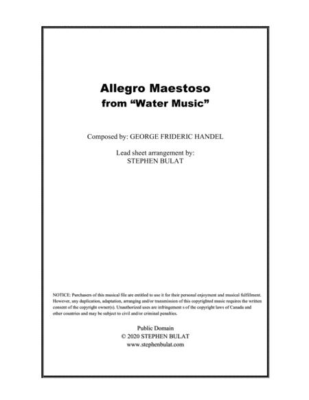 Allegro Maestoso From Water Music Handel Lead Sheet In Original Key Of D Sheet Music