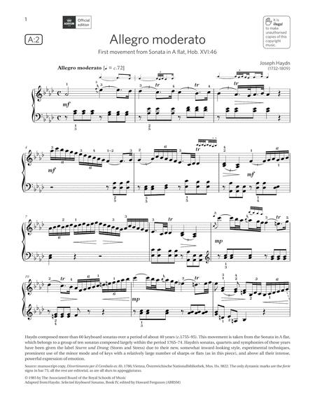 Allegro Moderato Grade 8 List A2 From The Abrsm Piano Syllabus 2021 2022 Sheet Music