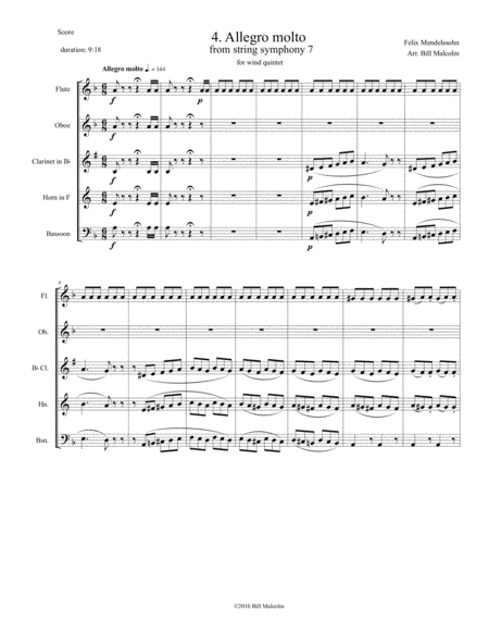 Free Sheet Music Allegro Molto From String Symphony 7
