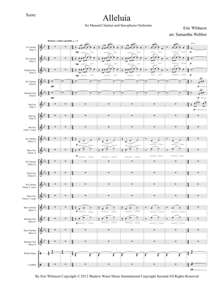 Alleluia For Clarinet Saxophone Orchestra Sheet Music