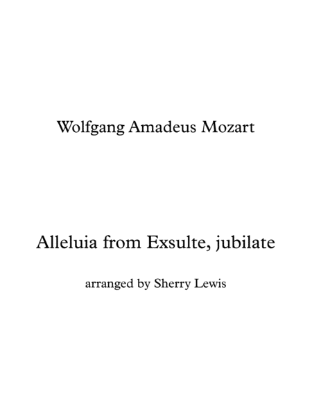 Alleluia From Exsulte Jubilate K 165 Solo Violin For Violin Solo Sheet Music