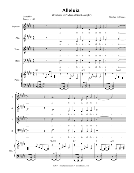 Free Sheet Music Alleluia From Mass Of Saint Joseph