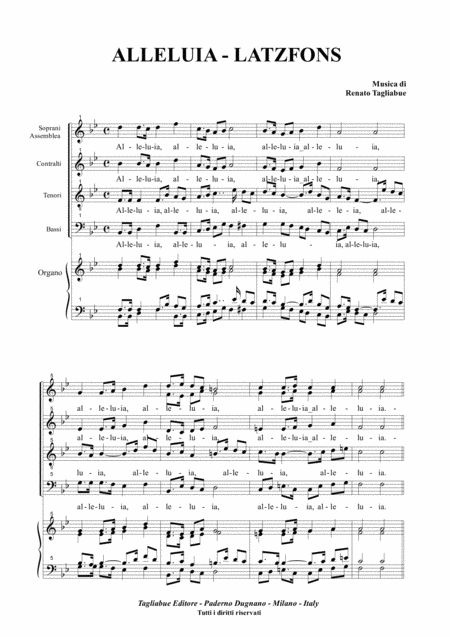 Alleluia Latzfonts Tagliabue For Satb Choir And Organ Sheet Music