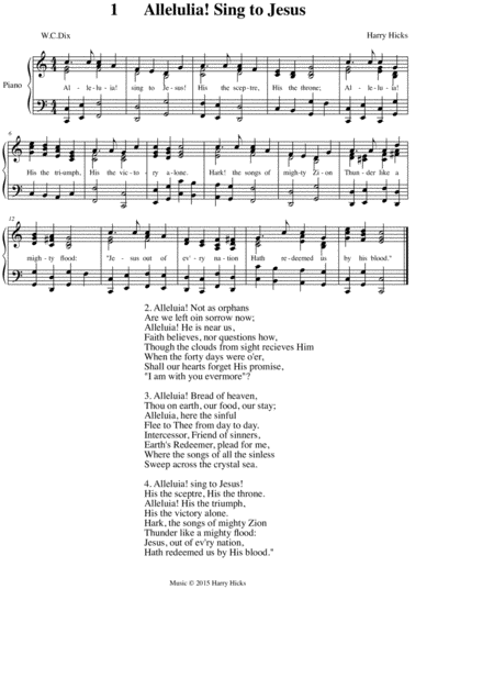 Alleluia Sing To Jesus A New Tune To A Wonderful Old Hymn Sheet Music