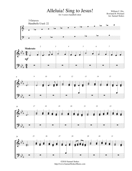 Alleluia Sing To Jesus For 3 Octave Handbell Choir Sheet Music