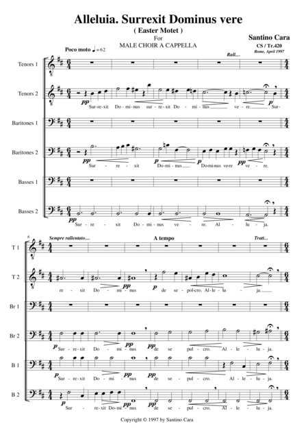 Free Sheet Music Alleluia Surrexit Dominus Vere Easter Motet For Male Choir A Cappella