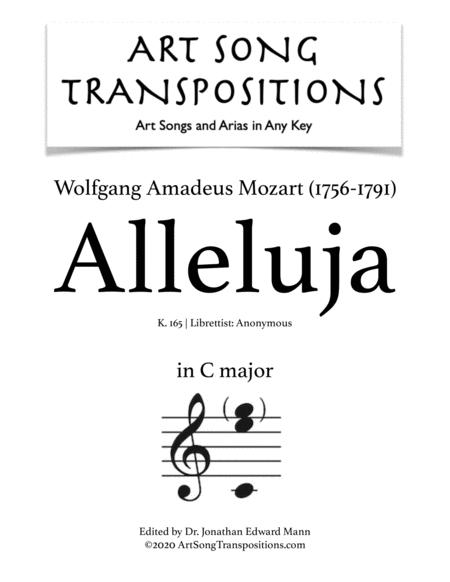 Alleluja K 165 Transposed To C Major Sheet Music