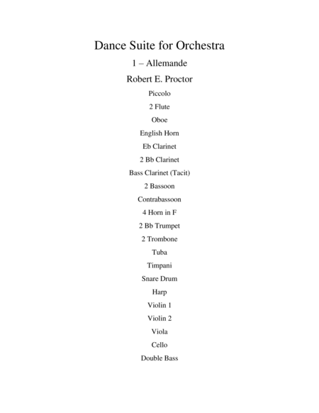 Allemande From The Dance Suite For Orchestra Sheet Music