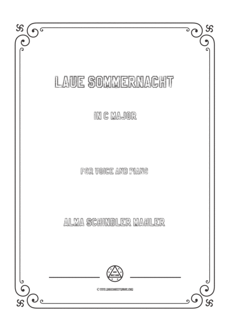 Alma Mahler Laue Sommernacht In C Major For Voice And Piano Sheet Music