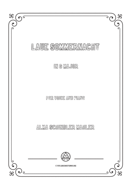 Free Sheet Music Alma Mahler Laue Sommernacht In G Major For Voice And Piano