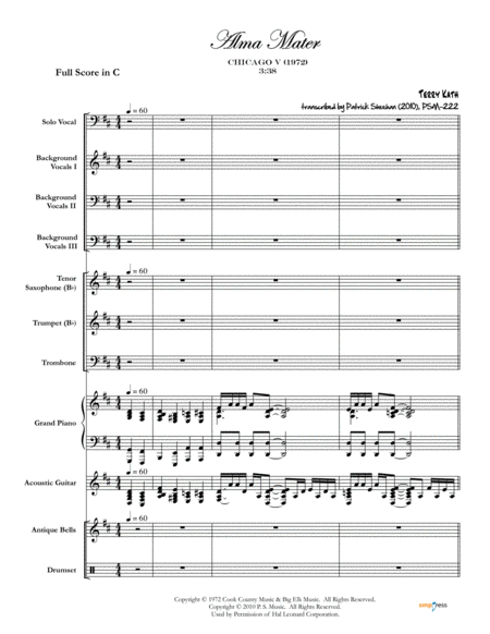 Alma Mater Chicago Full Score Set Of Parts Sheet Music