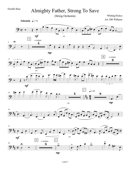 Free Sheet Music Almighty Father Strong To Save Double Bass