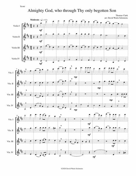 Free Sheet Music Almighty God Who Through Thy Only Begotten Son Easter Motet For 4 Violins