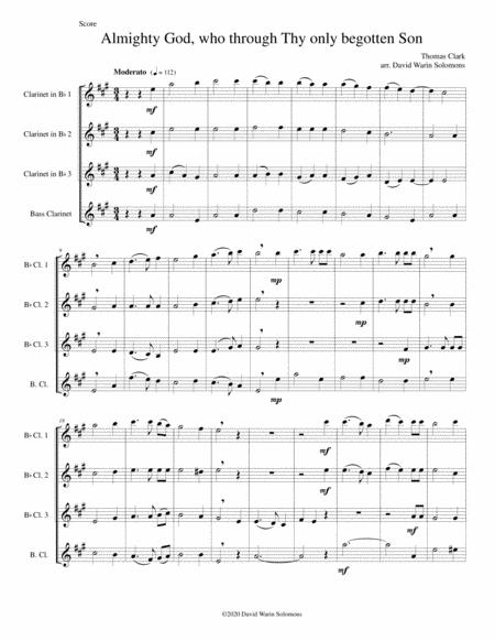 Almighty God Who Through Thy Only Begotten Son Easter Motet For Clarinet Quartet Sheet Music