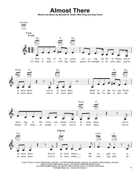 Almost There Feat Amy Grant Sheet Music