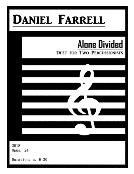 Alone Divided Duet For Two Percussionists Op 24 Sheet Music