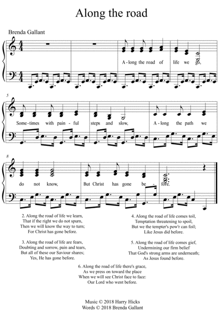Free Sheet Music Along The Road Of Life We Go A New Hymn