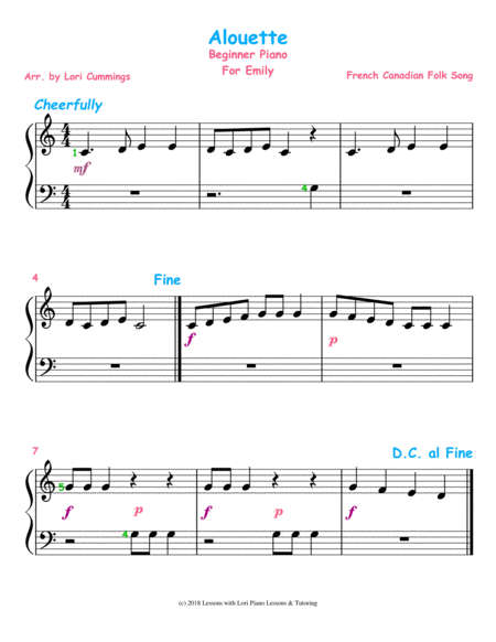 Free Sheet Music Alouette