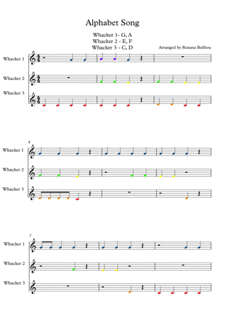 Alphabet Song For 8 Notes Diatonic Boomwhackers Sheet Music