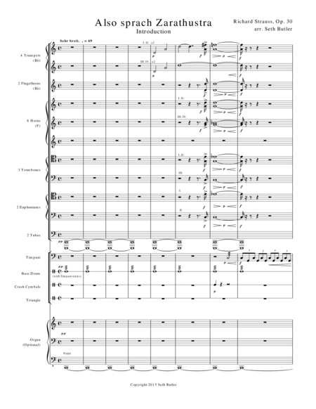 Free Sheet Music Also Sprach Zarathustra Introduction