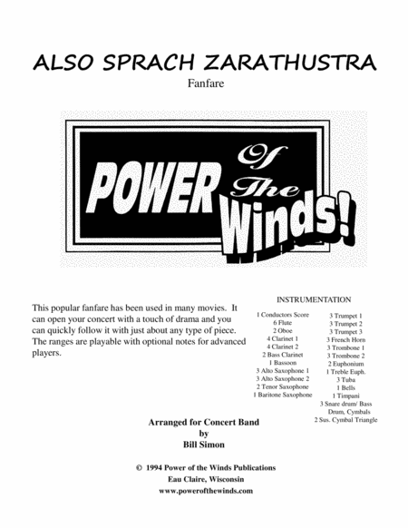 Free Sheet Music Also Sprach Zarathustra