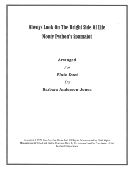 Free Sheet Music Always Look On The Bright Side Of Life Flute Duet