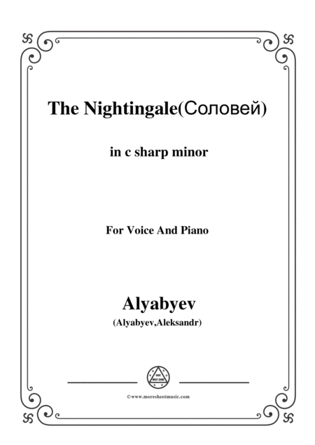 Free Sheet Music Alyabyev The Nightingale In C Sharp Minor For Voice And Piano