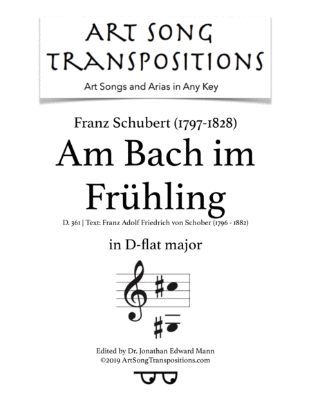 Free Sheet Music Am Bach Im Frhling D 361 D Flat Major