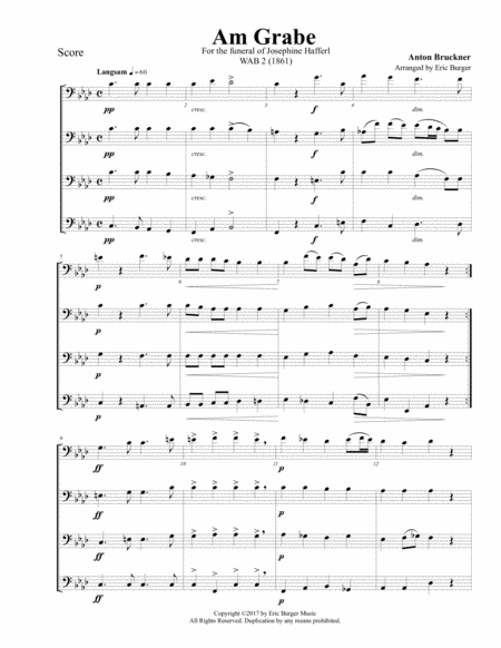 Am Grabe For Trombone Or Low Brass Quartet Sheet Music