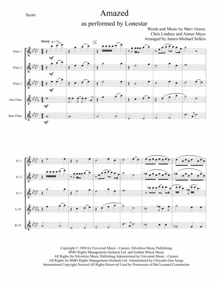 Amazed For Flute Choir Sheet Music