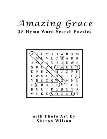 Free Sheet Music Amazing Grace 25 Hymn Word Search Puzzles