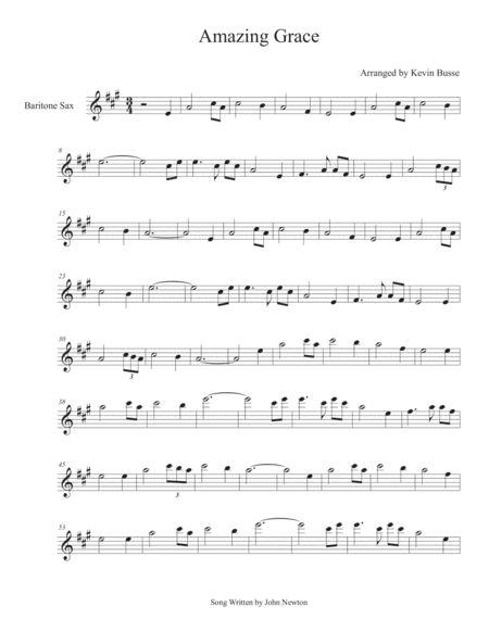 Amazing Grace Bari Sax Sheet Music