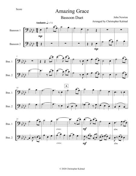 Amazing Grace Bassoon Duet Sheet Music