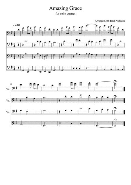 Amazing Grace Cello Quartet Sheet Music