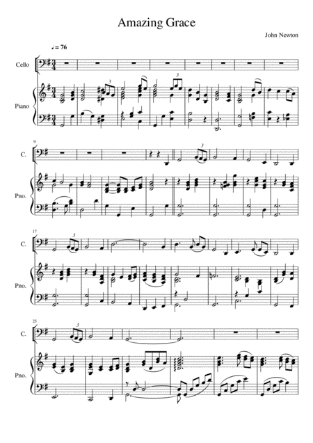 Amazing Grace Cello Solo Sheet Music