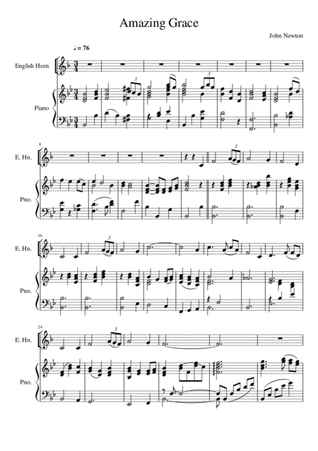 Amazing Grace English Horn Solo Sheet Music