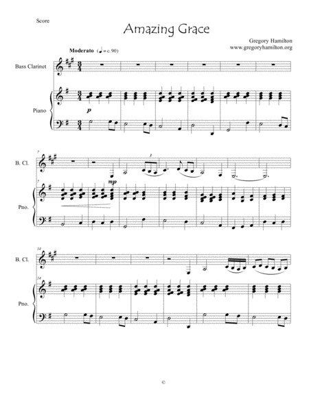 Amazing Grace For Bass Clarinet And Piano Sheet Music