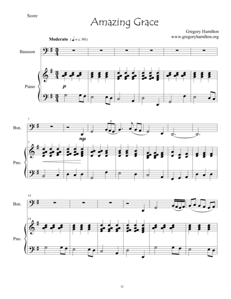 Amazing Grace For Bassoon And Piano Sheet Music