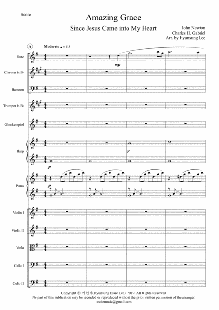 Amazing Grace For Childrens Orchestra Sheet Music