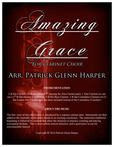 Amazing Grace For Clarinet Choir Sheet Music