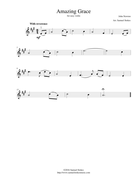 Amazing Grace For Easy Violin Sheet Music