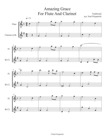 Free Sheet Music Amazing Grace For Flute And Clarinet