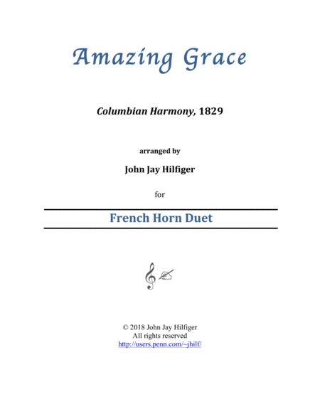 Amazing Grace For French Horn Duet Sheet Music