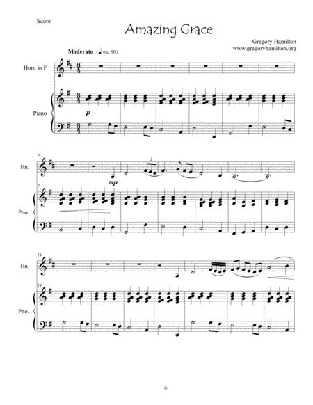 Free Sheet Music Amazing Grace For Horn And Piano