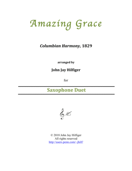 Free Sheet Music Amazing Grace For Saxophone Duet