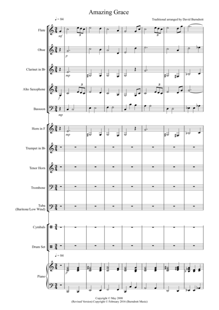 Free Sheet Music Amazing Grace For School Concert Band