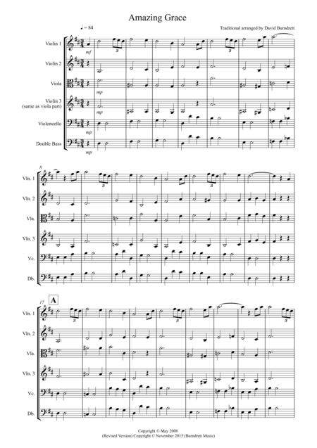 Amazing Grace For String Orchestra Sheet Music