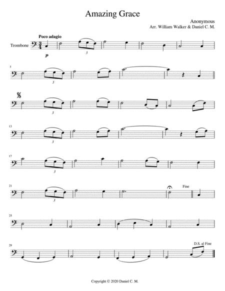 Free Sheet Music Amazing Grace For Trombone And Piano Easy