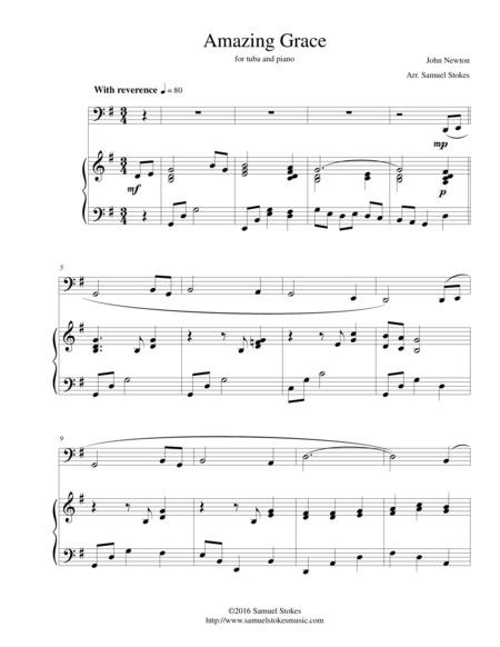 Amazing Grace For Tuba And Piano Sheet Music